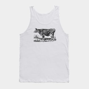 Jersey Cow Black and White Illustration Tank Top